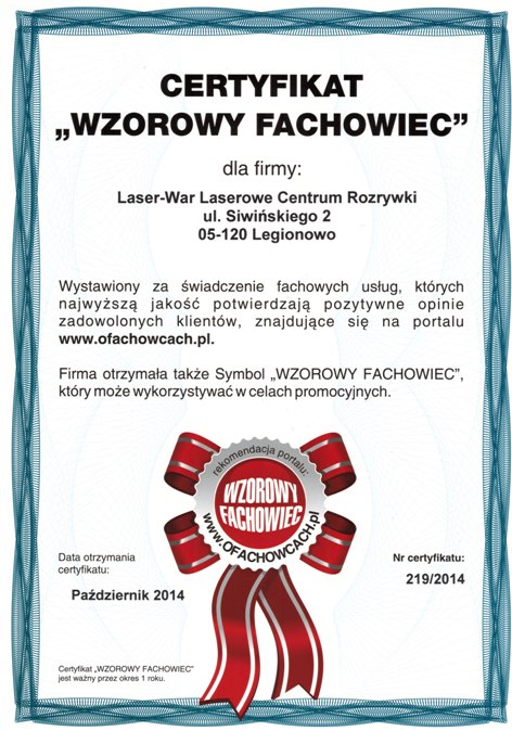 Wzorowy Fachowiec dla LASE-WAR