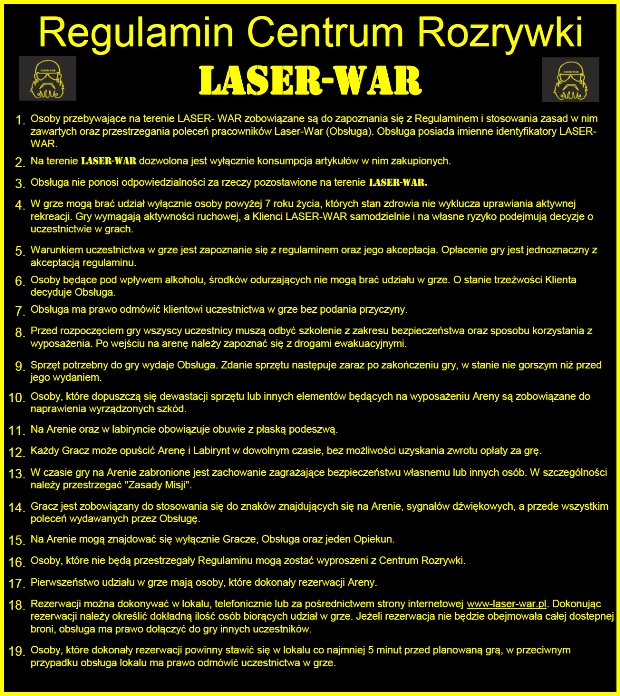 Regulamin LASER-WAR